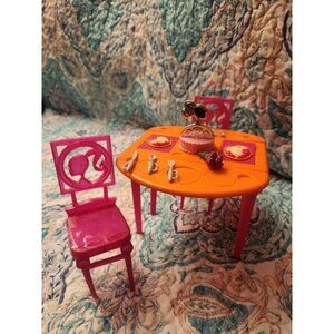 Barbie Dinner To Dessert Dining Table & Accessories Lot